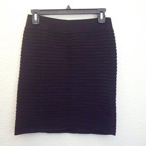 Black, ruched pencil skirt